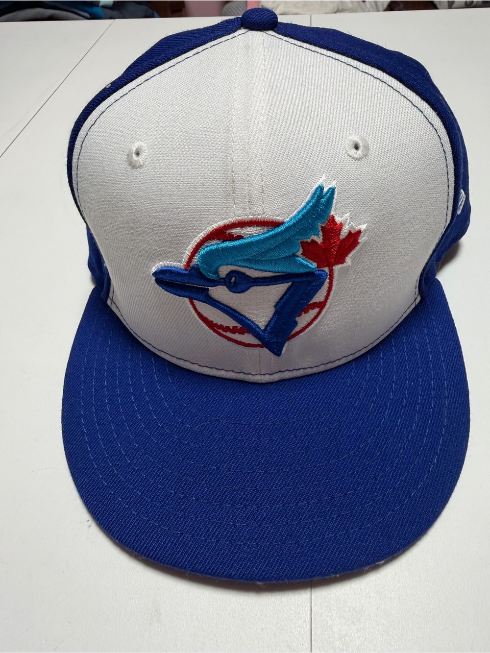 New Era Blue and White Toronto Blue Jays 7 1/2 fitted cap